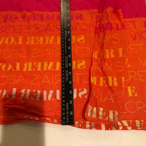 Victoria Secret OS cover up Orange & pink Sarong long w/ beaded tassel - Picture 6 of 12